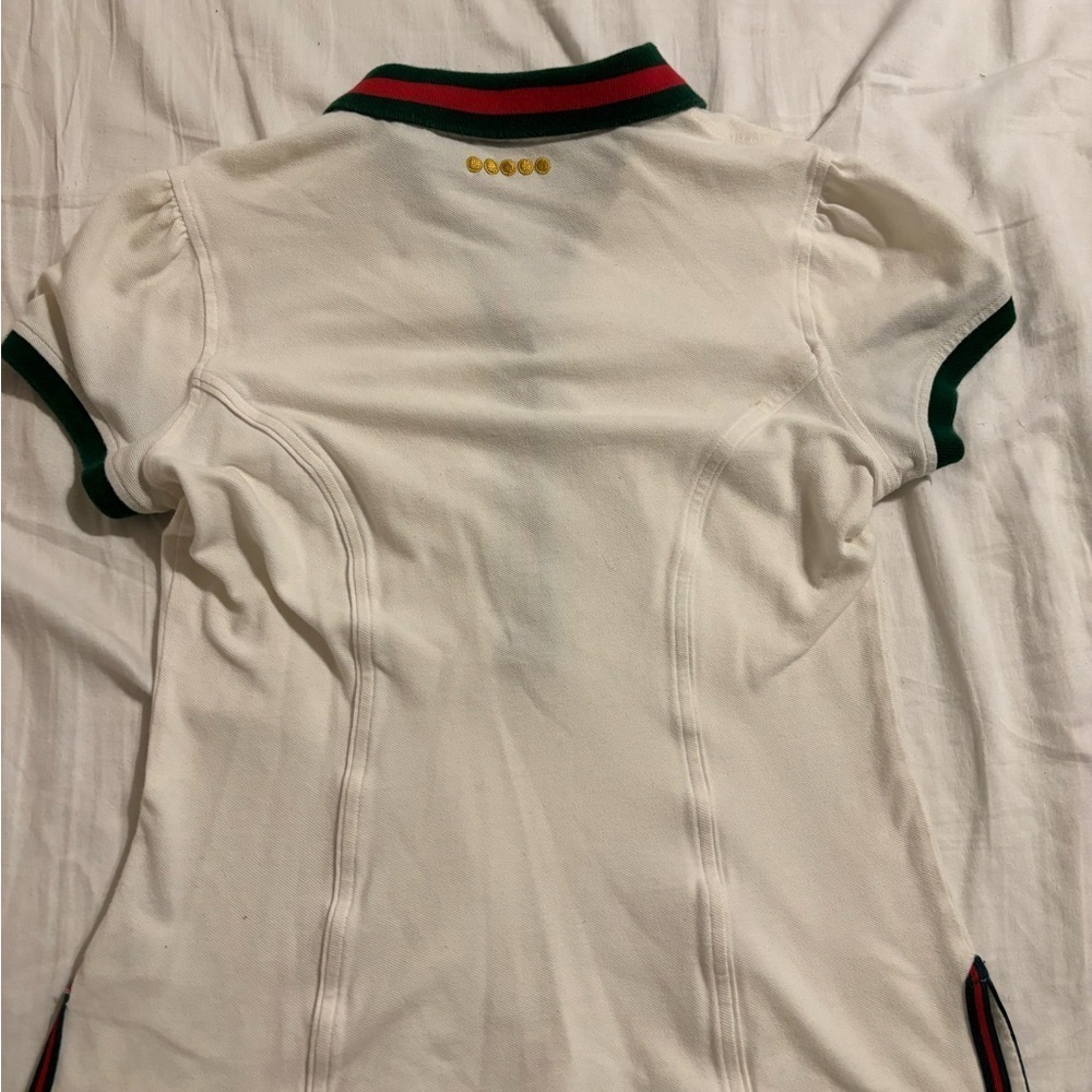 COOGI white polo, red and green stripe gold size large Y2K vintage - Picture 10 of 10